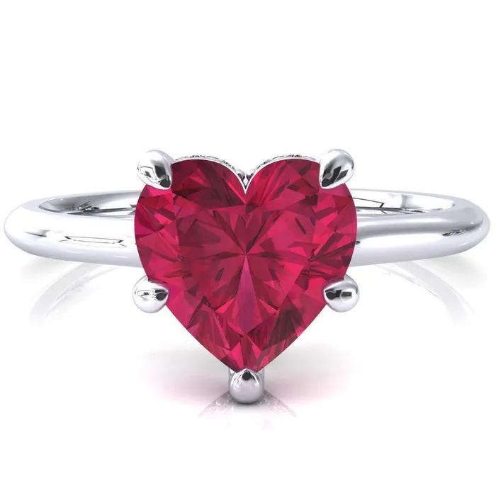 Janey Heart Ruby 5 Prongs Claw Floating Halo Inverted Cathedral Ring Fire Brilliance Rings Janey Heart Ruby 5 Prongs Claw Floating Halo Inverted Cathedral Ring Fire Brilliance Rings