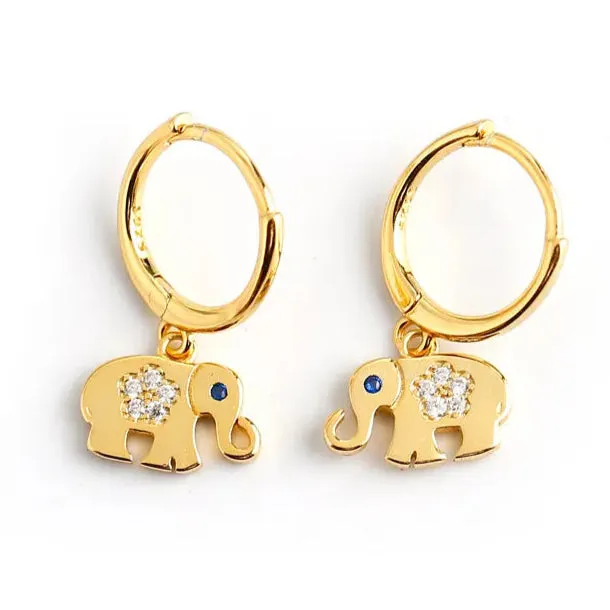 Jewelvers Earrings 18K GoldFilled Elephant Hoop Earrings