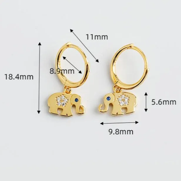 Jewelvers Earrings 18K GoldFilled Elephant Hoop Earrings