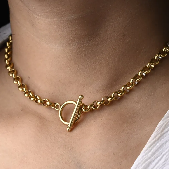 Jewelvers Necklaces 18K GoldFilled Toggle Clasp Necklace for Women
