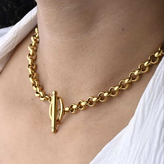 Jewelvers Necklaces 18K GoldFilled Toggle Clasp Necklace for Women Jewelvers Necklaces 18K GoldFilled Toggle Clasp Necklace for Women