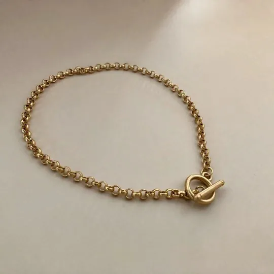 Jewelvers Necklaces 18K GoldFilled Toggle Clasp Necklace for Women Jewelvers Necklaces 18K GoldFilled Toggle Clasp Necklace for Women