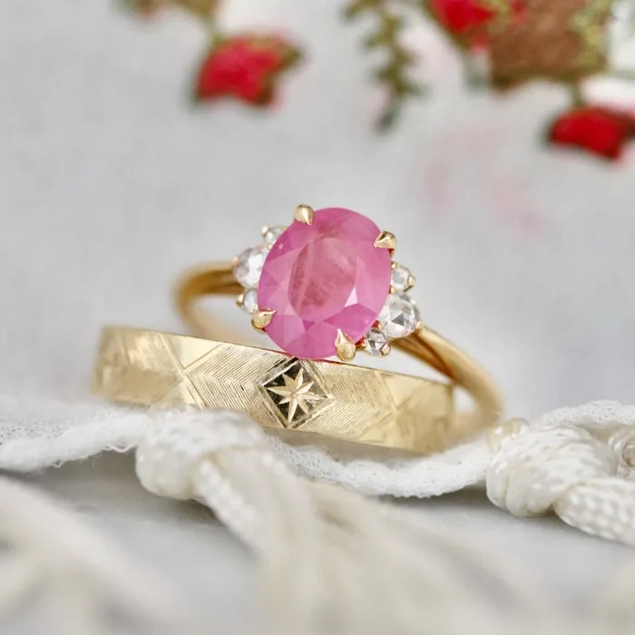 Made By Gem Breakfast Rings 204 Carat Mirella Pink Oval Cut Opalescent Sapphire Ring