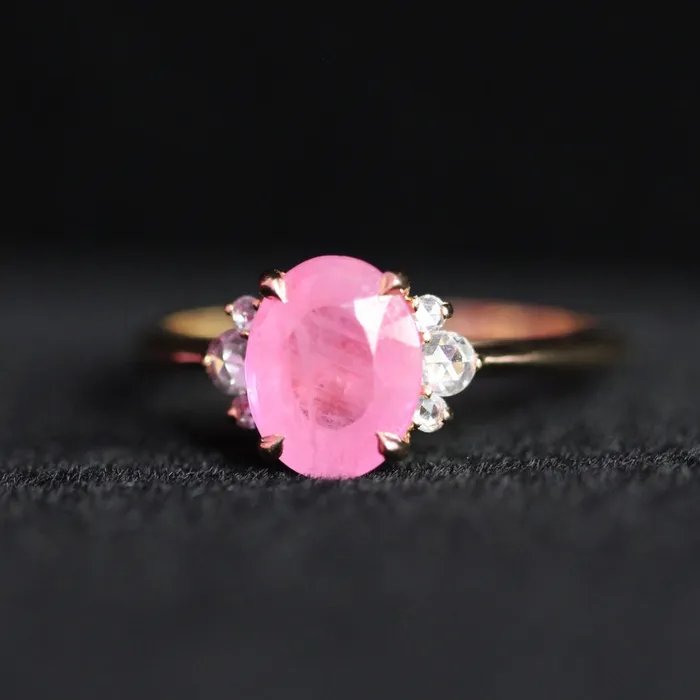 Made By Gem Breakfast Rings 204 Carat Mirella Pink Oval Cut Opalescent Sapphire Ring