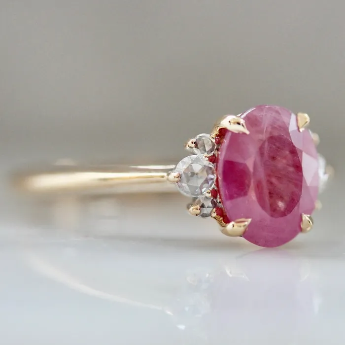 Made By Gem Breakfast Rings 204 Carat Mirella Pink Oval Cut Opalescent Sapphire Ring