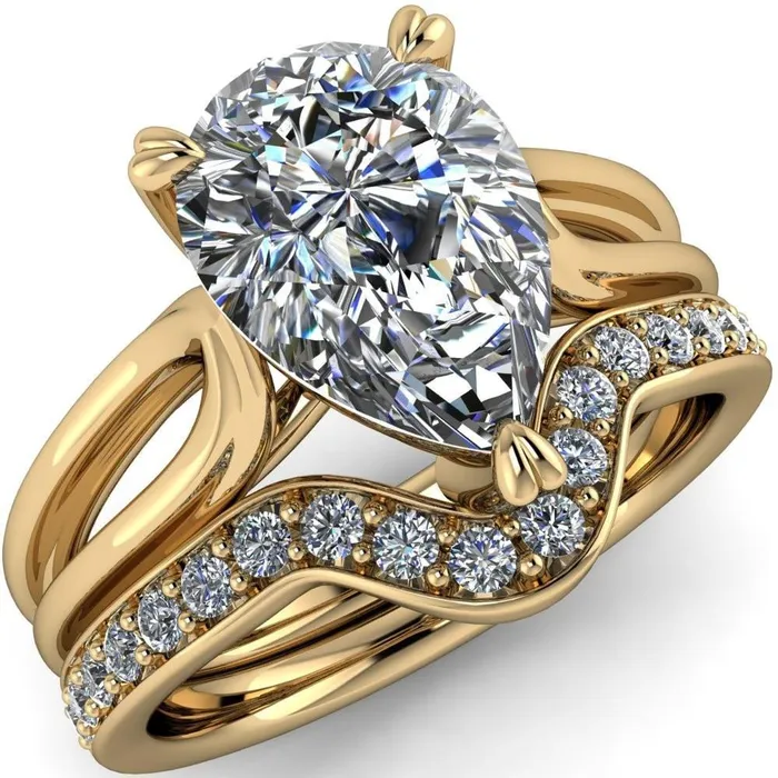 Martha Pear Center Stone 4 Prong Split Shank Engagement Ring Fire Brilliance Rings Martha Pear Center Stone 4 Prong Split Shank Engagement Ring Fire Brilliance Rings
