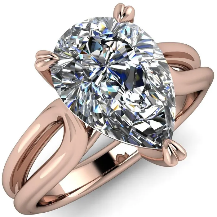 Martha Pear Center Stone 4 Prong Split Shank Engagement Ring Fire Brilliance Rings