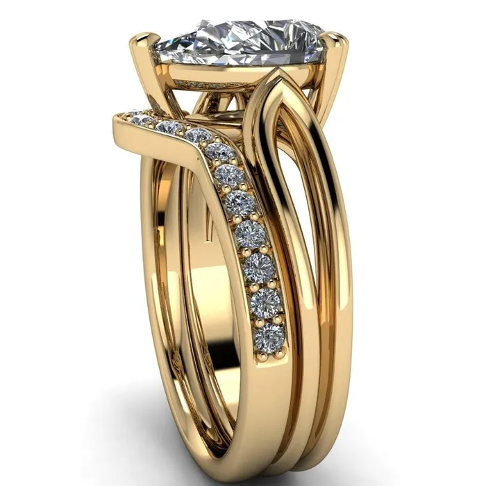 Martha Pear Center Stone 4 Prong Split Shank Engagement Ring Fire Brilliance Rings