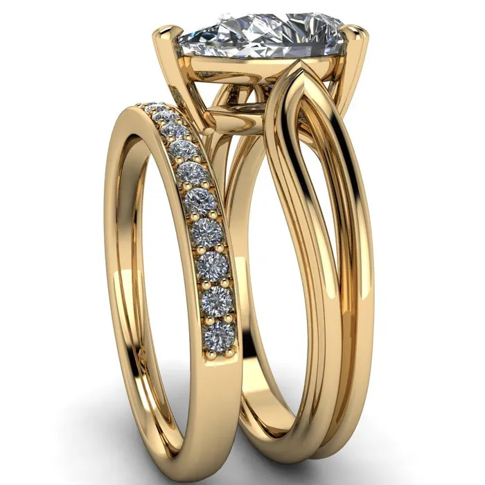 Martha Pear Center Stone 4 Prong Split Shank Engagement Ring Fire Brilliance Rings