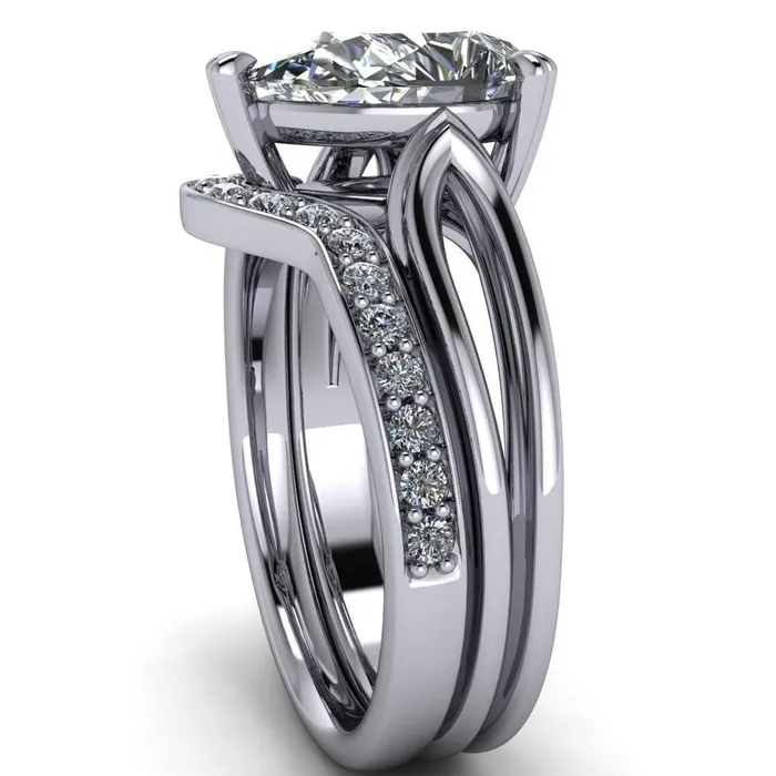 Martha Pear Center Stone 4 Prong Split Shank Engagement Ring Fire Brilliance Rings