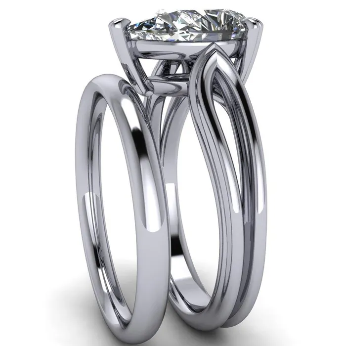 Martha Pear Center Stone 4 Prong Split Shank Engagement Ring Fire Brilliance Rings
