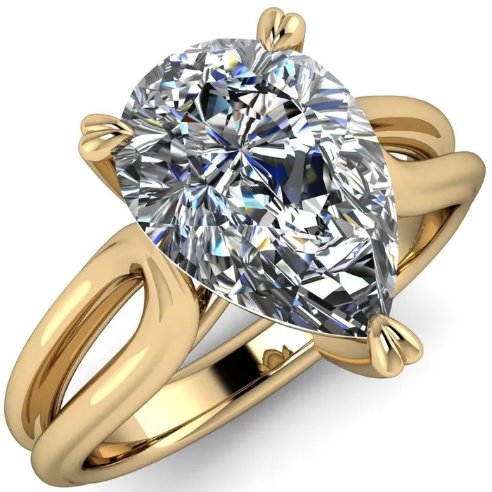 Martha Pear Center Stone 4 Prong Split Shank Engagement Ring Fire Brilliance Rings