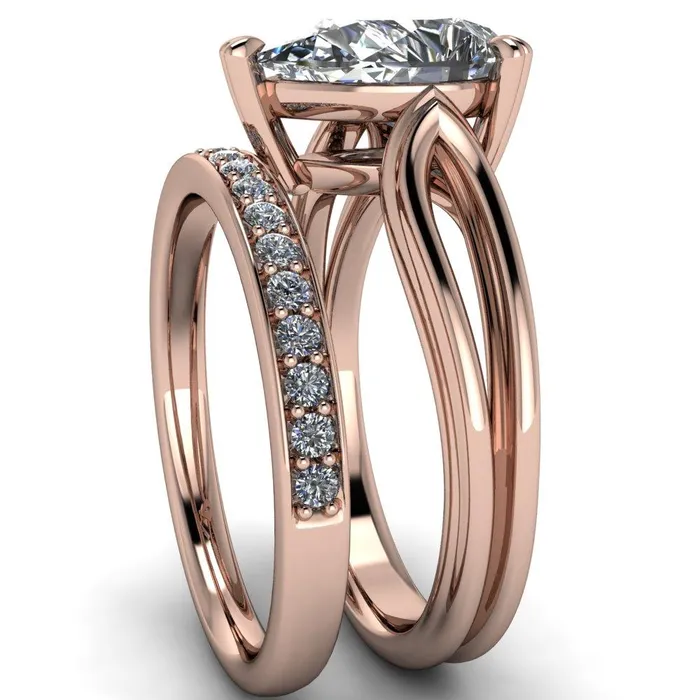 Martha Pear Center Stone 4 Prong Split Shank Engagement Ring Fire Brilliance Rings