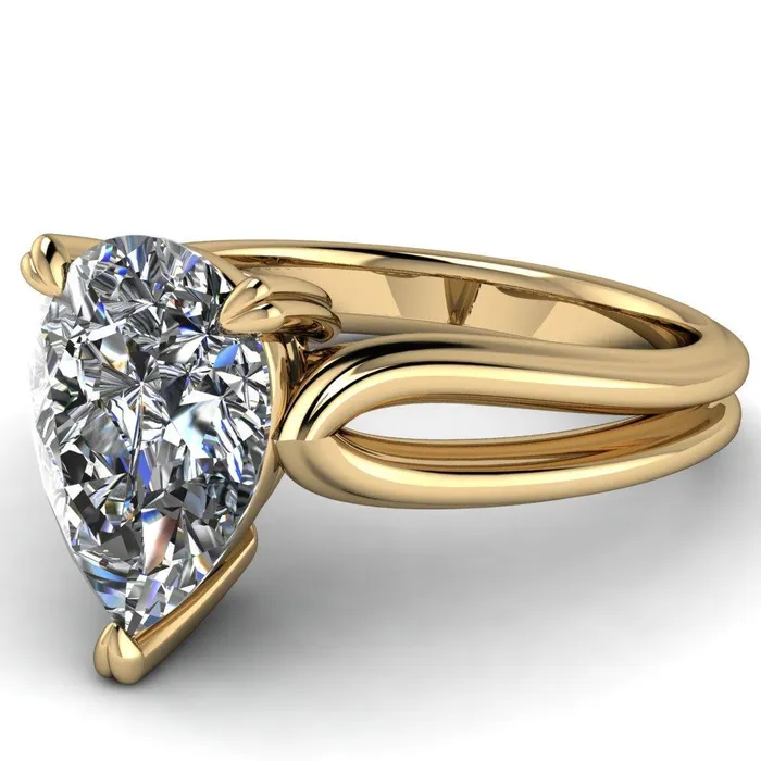 Martha Pear Center Stone 4 Prong Split Shank Engagement Ring Fire Brilliance Rings