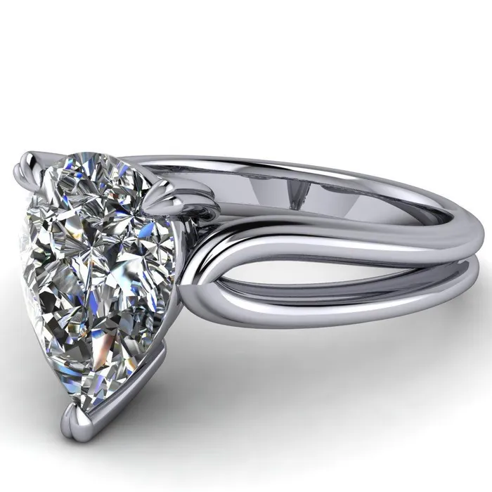 Martha Pear Center Stone 4 Prong Split Shank Engagement Ring Fire Brilliance Rings