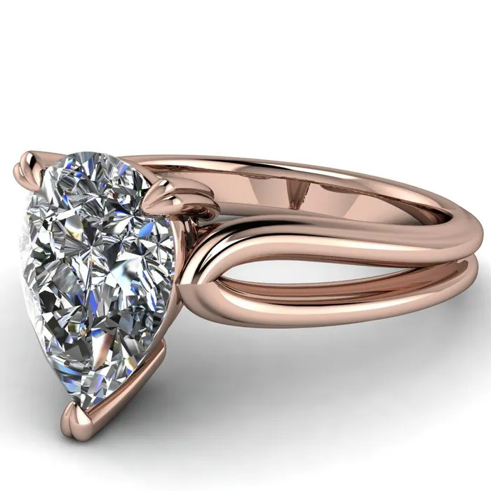 Martha Pear Center Stone 4 Prong Split Shank Engagement Ring Fire Brilliance Rings