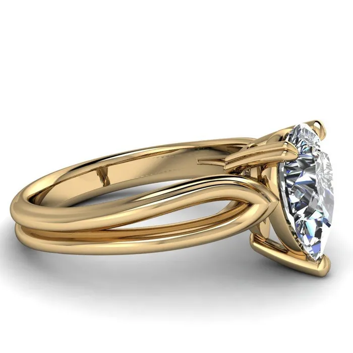 Martha Pear Center Stone 4 Prong Split Shank Engagement Ring Fire Brilliance Rings