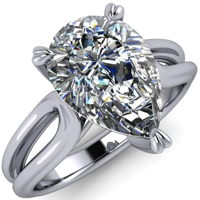 Martha Pear Center Stone 4 Prong Split Shank Engagement Ring Fire Brilliance Rings