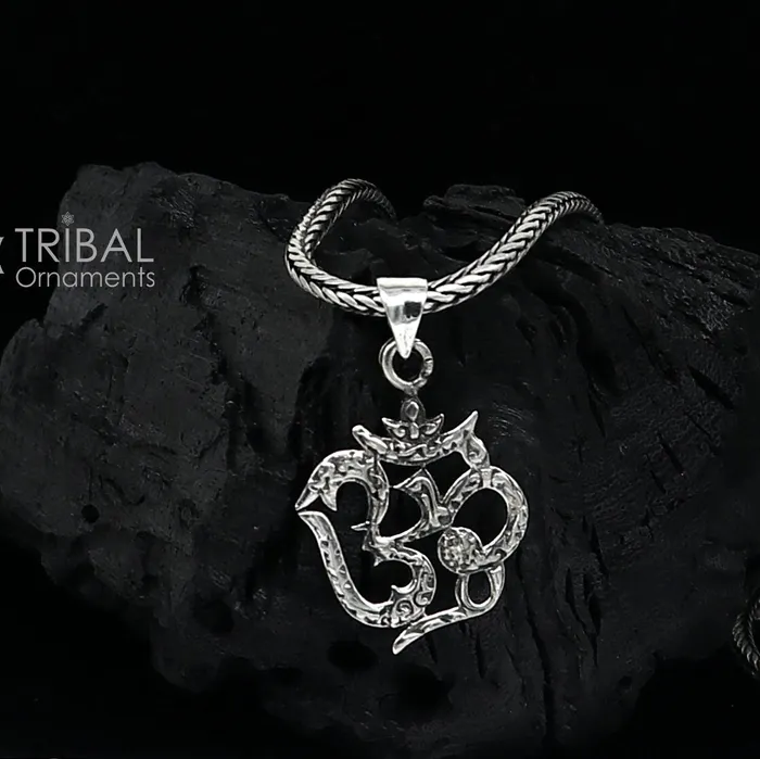 Necklaces 925 pure silver Divine aum or OM mantra pendant best gifting pendant wheat chain necklace locket best gifting delicate jewelry nsp725ps54 TRIBAL ORNAMENTS