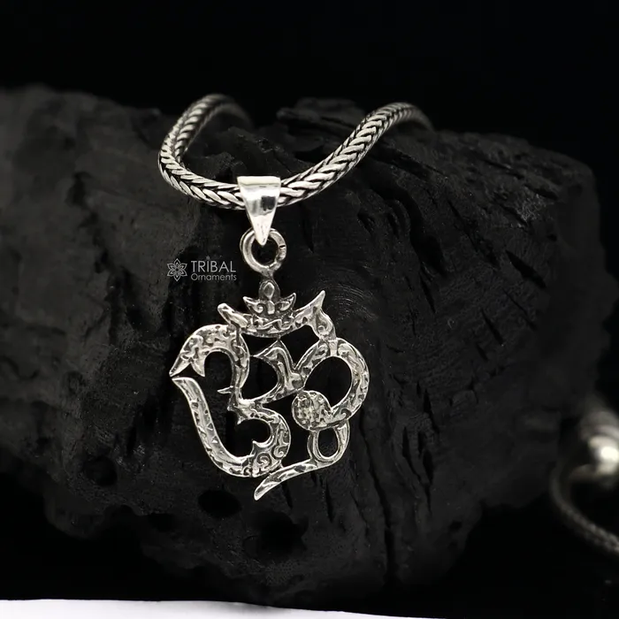 Necklaces 925 pure silver Divine aum or OM mantra pendant best gifting pendant wheat chain necklace locket best gifting delicate jewelry nsp725ps54 TRIBAL ORNAMENTS