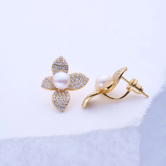 Pearly Lustre Earrings Top Grade Freshwater Pearl Earrings WE00858 ORCHID