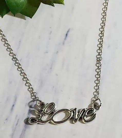 polly N1194 Silver Love Necklace with FREE EARRINGS Necklaces