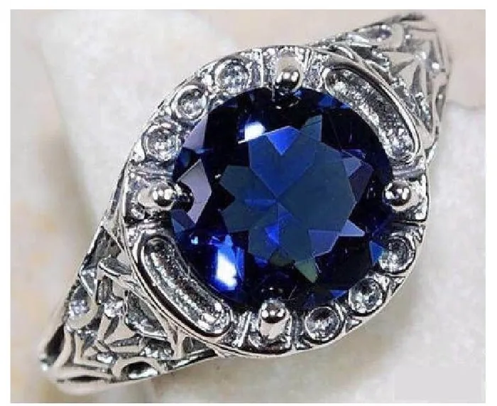 polly Rings R166 Silver Royal Blue Gemstone Ring