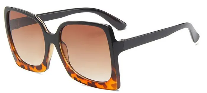 polly Rings S63 Black Leopard Square Frame Fashion Sunglasses