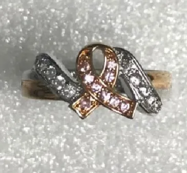 Rings alice R312 Silver Gold Breast Cancer Awareness Ribbon Ring