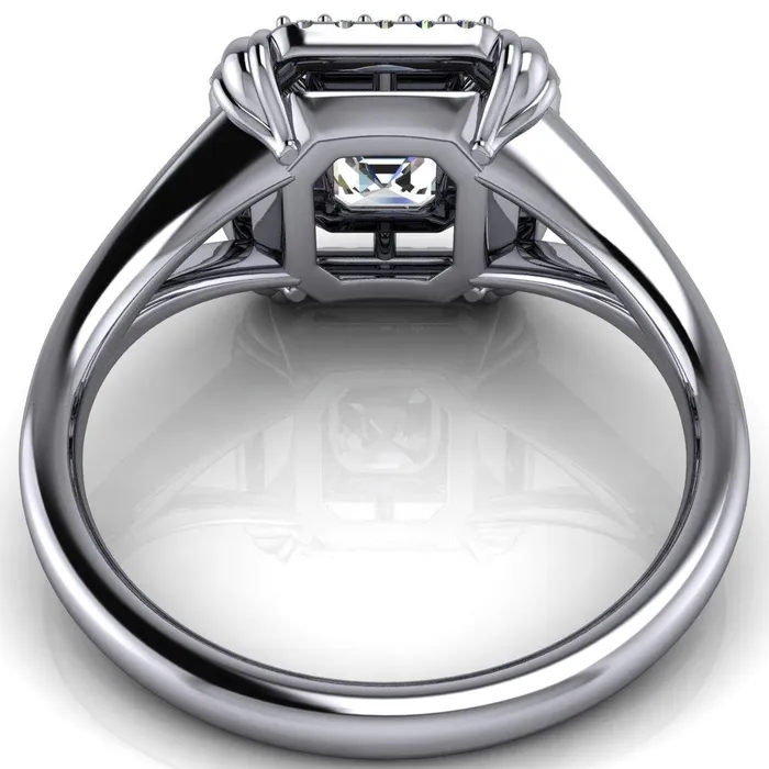 Rings Caldwell Asscher Moissanite Bezel Set Diamond Halo Split Shank Engagement Ring Fire Brilliance 