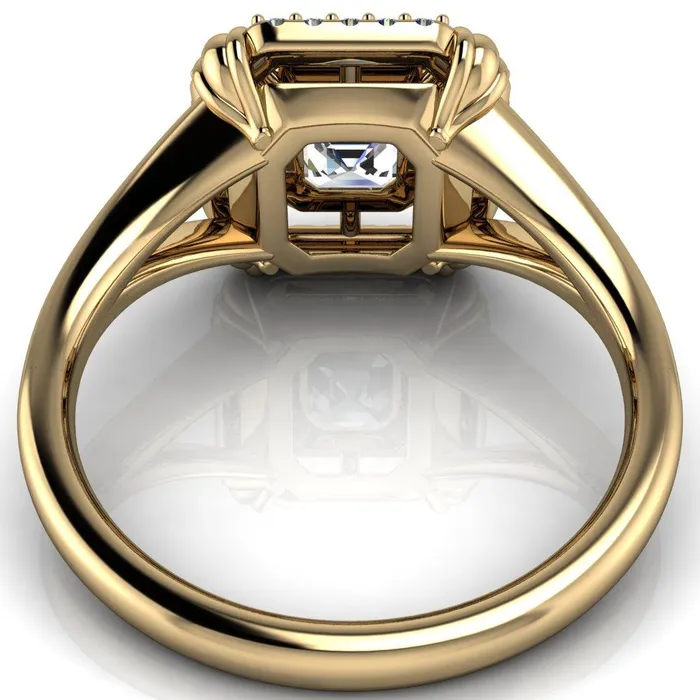 Rings Caldwell Asscher Moissanite Bezel Set Diamond Halo Split Shank Engagement Ring Fire Brilliance 