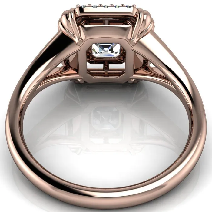 Rings Caldwell Asscher Moissanite Bezel Set Diamond Halo Split Shank Engagement Ring Fire Brilliance 