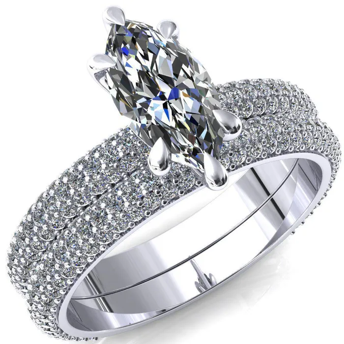 Rings Fire Brilliance Elley Marquise Moissanite 6 Claw Prong Diamond Accent Engagement Ring Rings Fire Brilliance Elley Marquise Moissanite 6 Claw Prong Diamond Accent Engagement Ring
