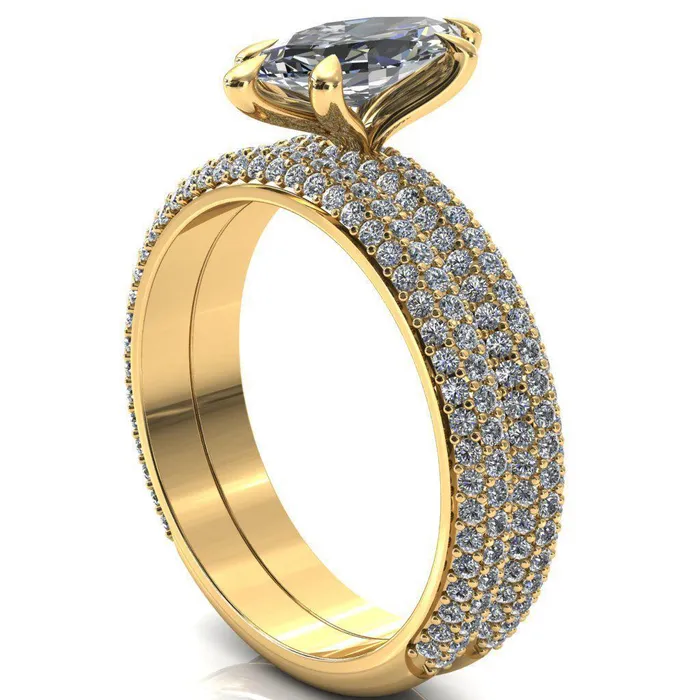 Rings Fire Brilliance Elley Marquise Moissanite 6 Claw Prong Diamond Accent Engagement Ring