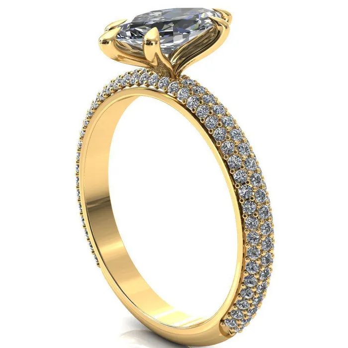 Rings Fire Brilliance Elley Marquise Moissanite 6 Claw Prong Diamond Accent Engagement Ring