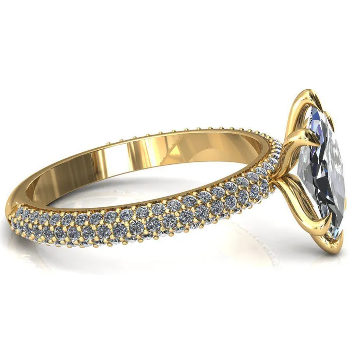 Rings Fire Brilliance Elley Marquise Moissanite 6 Claw Prong Diamond Accent Engagement Ring