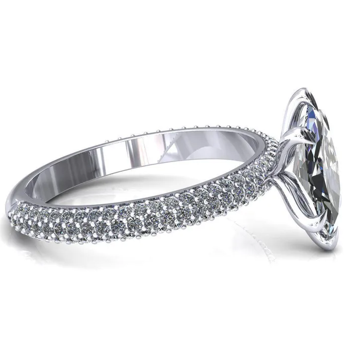 Rings Fire Brilliance Elley Marquise Moissanite 6 Claw Prong Diamond Accent Engagement Ring