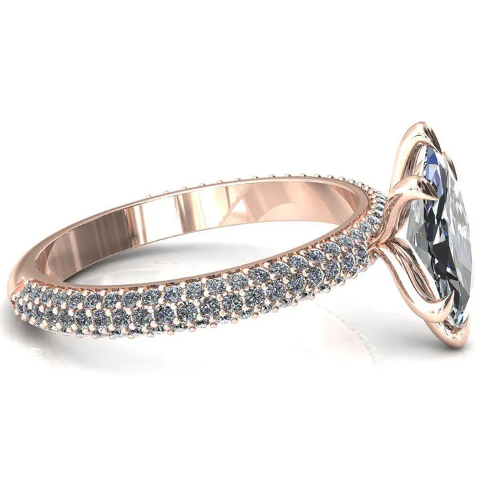 Rings Fire Brilliance Elley Marquise Moissanite 6 Claw Prong Diamond Accent Engagement Ring