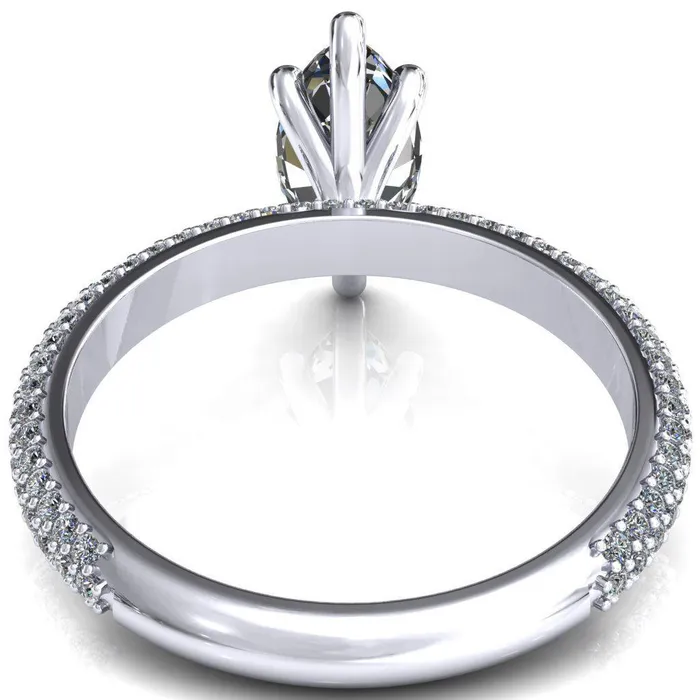 Rings Fire Brilliance Elley Marquise Moissanite 6 Claw Prong Diamond Accent Engagement Ring