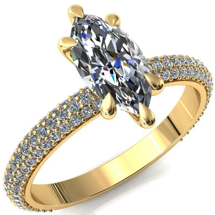 Rings Fire Brilliance Elley Marquise Moissanite 6 Claw Prong Diamond Accent Engagement Ring