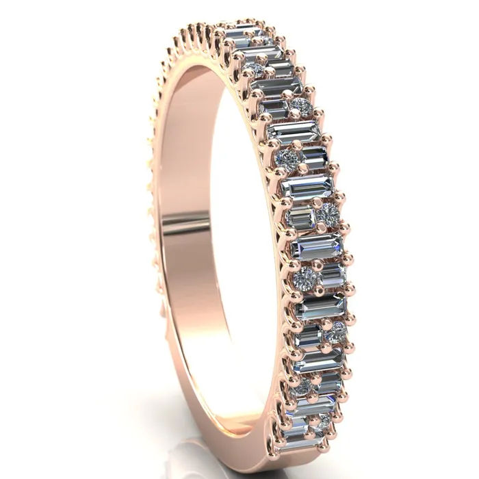 Rings Fire Brilliance Majestic Alternating Round Baguette Gems Couples 34 Eternity Matching TwoBand Set