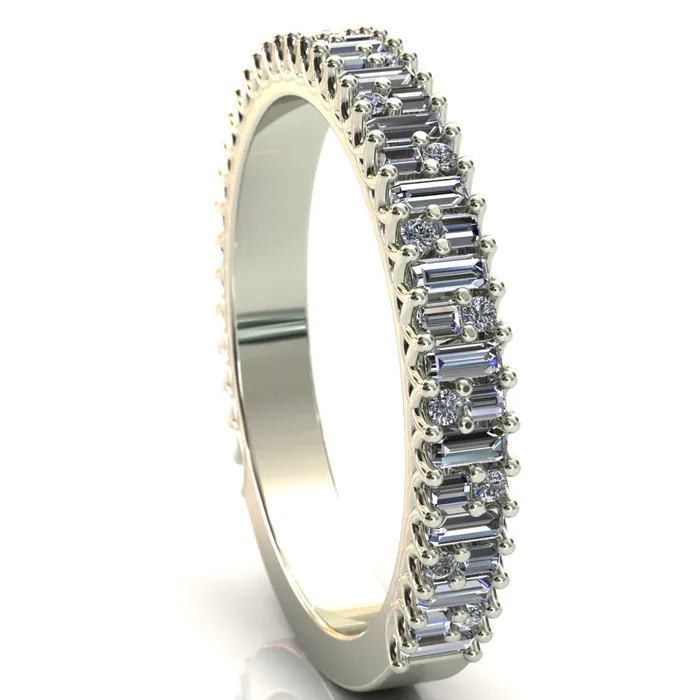 Rings Fire Brilliance Majestic Alternating Round Baguette Gems Couples 34 Eternity Matching TwoBand Set