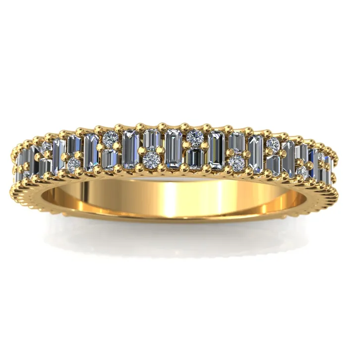 Rings Fire Brilliance Majestic Alternating Round Baguette Gems Couples 34 Eternity Matching TwoBand Set