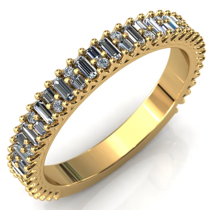 Rings Fire Brilliance Majestic Alternating Round Baguette Gems Couples 34 Eternity Matching TwoBand Set