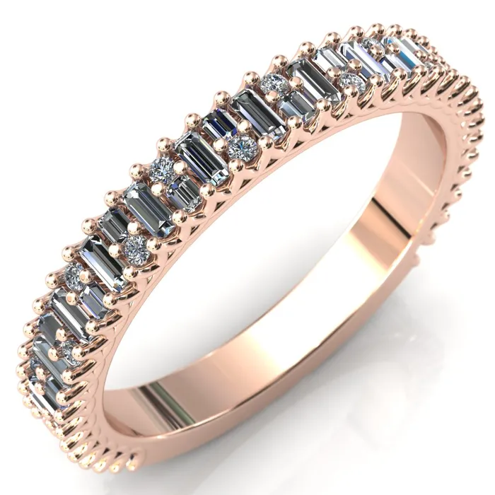 Rings Fire Brilliance Majestic Alternating Round Baguette Gems Couples 34 Eternity Matching TwoBand Set