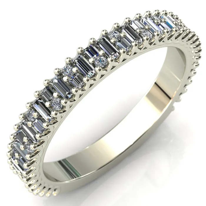 Rings Fire Brilliance Majestic Alternating Round Baguette Gems Couples 34 Eternity Matching TwoBand Set