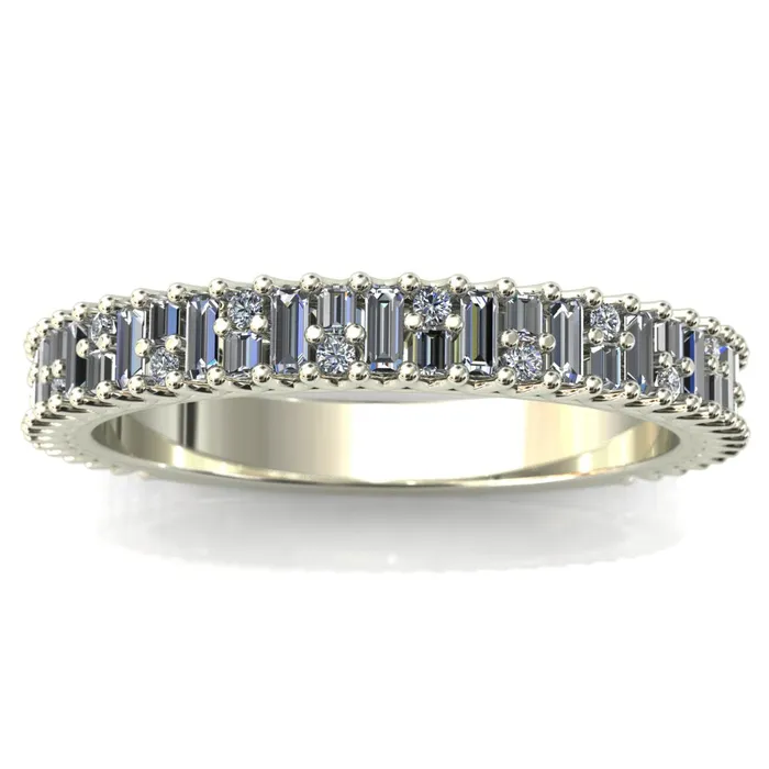 Rings Fire Brilliance Majestic Alternating Round Baguette Gems Couples 34 Eternity Matching TwoBand Set