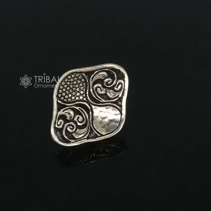Rings Indian Classical cultural flower design 925 sterling silver adjustable ring best tribal ethnic jewelry Navratri jewelry sr390 TRIBAL ORNAMENTS Rings Indian Classical cultural flower design 925 sterling silver adjustable ring best tribal ethnic jewelry Navratri jewelry sr390 TRIBAL ORNAMENTS