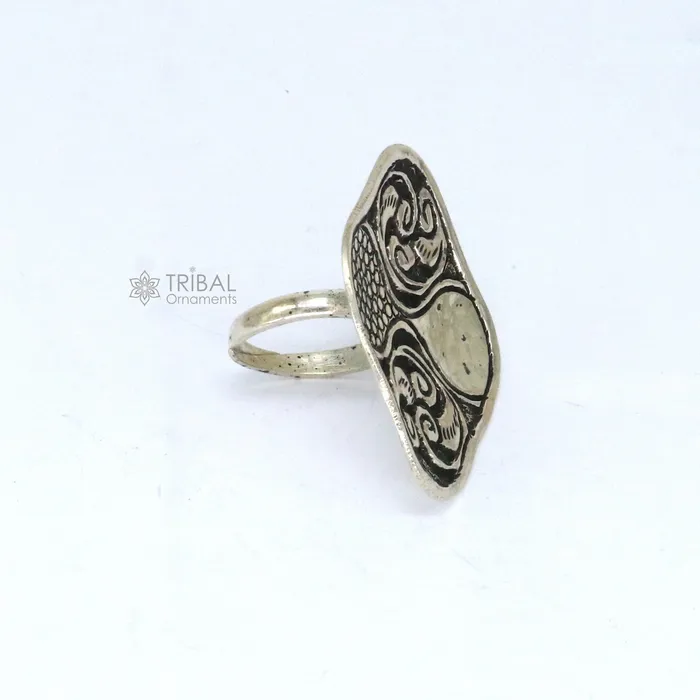 Rings Indian Classical cultural flower design 925 sterling silver adjustable ring best tribal ethnic jewelry Navratri jewelry sr390 TRIBAL ORNAMENTS Rings Indian Classical cultural flower design 925 sterling silver adjustable ring best tribal ethnic jewelry Navratri jewelry sr390 TRIBAL ORNAMENTS