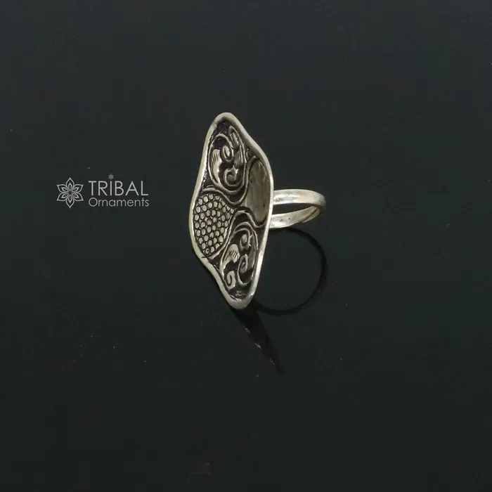 Rings Indian Classical cultural flower design 925 sterling silver adjustable ring best tribal ethnic jewelry Navratri jewelry sr390 TRIBAL ORNAMENTS Rings Indian Classical cultural flower design 925 sterling silver adjustable ring best tribal ethnic jewelry Navratri jewelry sr390 TRIBAL ORNAMENTS